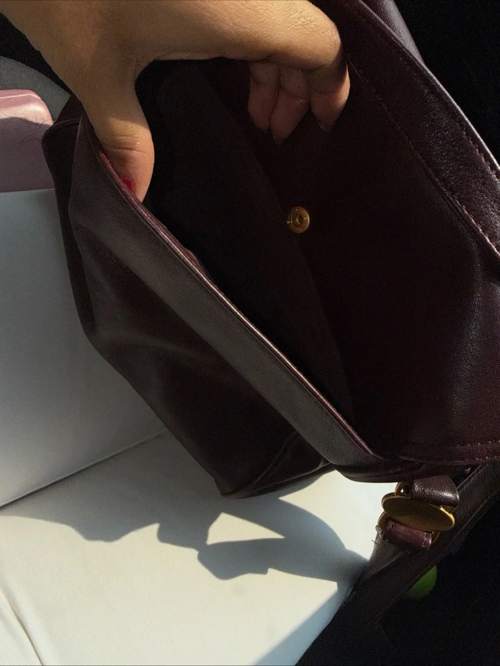 Etienne Aigner Burgundy Leather Crossbody with Gold Hardware